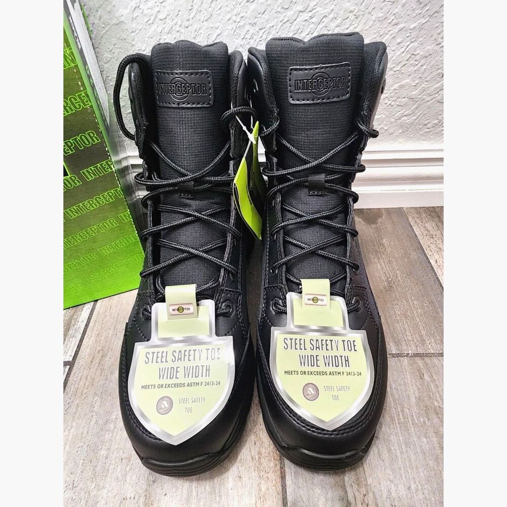 Size 10W Steel Toe Tactical Work & Safety Boots - Interceptor . New w/ Tags